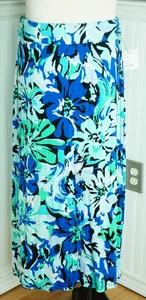 Maxi gonna Liz Claiborne blu a fiori nuova taglia Petite Large modesta nuova con etichette $37 - Foto 1 di 4