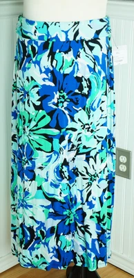 NUEVA Maxi Falda Liz Claiborne Azul Floral Talla Pequeña Grande Modesta Nueva con Etiquetas $37 Foto 1 de 4