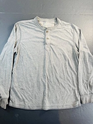 Eddie Bauer Men's Size Large Shirt Gray Long Sleeve Henley Quarter Button - Image 1 of 4
