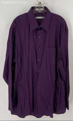 Camisa de vestir de manga larga de mezcla de algodón púrpura Geoffrey Beene para hombre talla XL/17-34/35 Foto 1 de 4