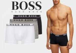 Men Hugo Boss 3 pack Boxer trunks cotton stretch size M black grey white - Picture 1 of 2