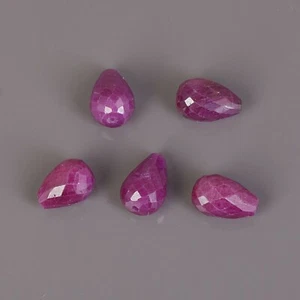 5ct. AAA Quality Red Ruby Drop 7X10mm Faceted Cut Loose Gemstone Making Jewelry - Picture 1 of 5