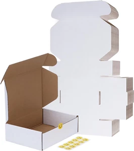 10 Pack 7X5X2 Small Shipping Boxes, White Corrugated Cardboard Box for Packing, - Picture 1 of 12