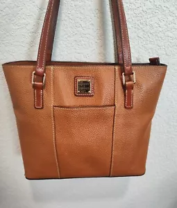 Dooney Bourke Lexington Shopper Saddle Brown Pebbled Leather Handbag 12" - Picture 1 of 11