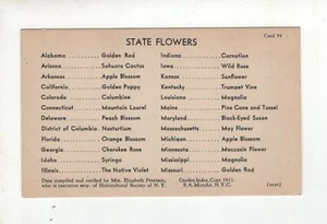 Garden Index Co.1933 Information Card - State Flowers - Vigoro - NY Horticulture - Picture 1 of 2