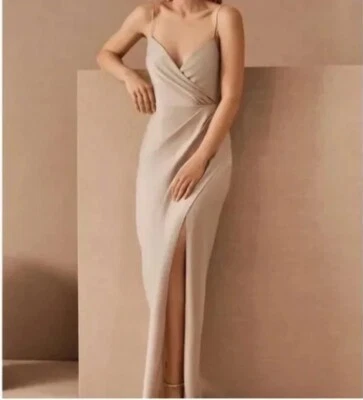 BHLDN Freya Satin Charmeuse Dress Sz 6 Champagne Bridal - Image 1 of 4