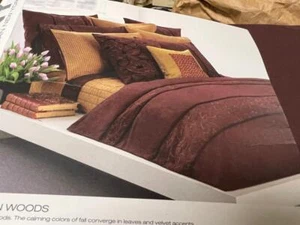 Dkny Autumn Woods Burgundy Henna  King  Duvet Cover New  Old Stock - Picture 1 of 6