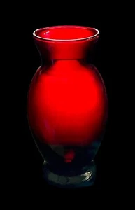 Vaso bouquet bouquet vetro depressione rosso rubino con ancoraggio vintage 6 3/8” usato in ottime condizioni - Foto 1 di 5