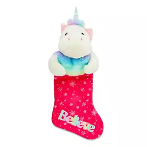 19,5 Zoll Holiday Time animierte Musik Ohren vibrieren Einhorn Weihnachtsstrumpf - Bild 1 von 4