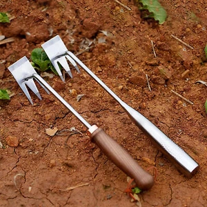 Stainless Steel Weeder Tool Small Hand Weeding Rake Manual Weeder Root Puller - Picture 1 of 14
