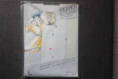 Vintage Reiter Strumpfhose Gr. 40-42 weiß Tupfen rot blau Neu OVP - Bild 1 von 2