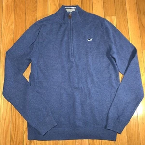 Vineyard Vines 1/2 Zip Long Sleeve Mock Neck Solid Blue Sweater Boys Large 16 - Picture 1 of 5