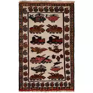 Handmade Afghan Wool Rug 9/11 War Limited Edition Rare Map Carpet 4.2x2.5 ft - Picture 1 of 8