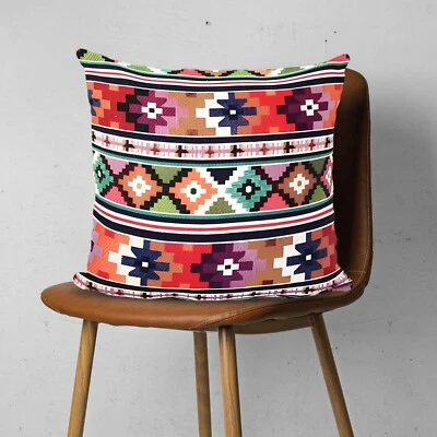 PILLOW COVER Tapestry Kilim Rug Gobelin One-Sided Sofa Cushion Case 17x17" - Image 1 of 4
