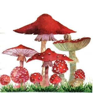 Serviettes en papier champignon Amanite&escargot. Napkins mushroom Amanita - Imagen 1 de 1