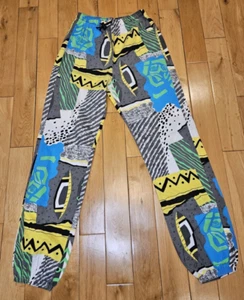 Vintage Abstract Pants Saved by The Bell Style Surf Beach Skateboard Youth L USA - Picture 1 of 15