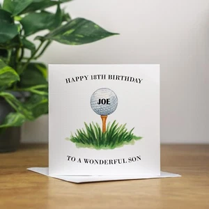 Personalised Golf Birthday Card 18th Birthday Card Son Eighteenth Birthday Gift - Picture 1 of 2