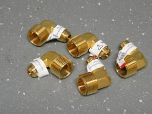 (5) Anderson Metals Brass Elbow 3/4" Male NPT x 1/2" SAE Flare Gas Propane - Picture 1 of 3