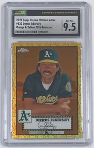 2021 Topps Chrome Platinum Anniversary Orange Yellow Dennis Eckersley CSG 9.5 - Picture 1 of 2