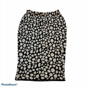 Joan Vass Womens Size 8 Knit Bodycon Skirt White Black Animal Print Dots Pull On - Picture 1 of 8