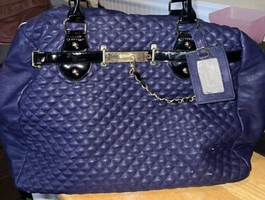 Steve Madden Large Bag Purplish Blue Double Handles With Gold Tone 17Lx17Wx9B - Picture 1 of 10