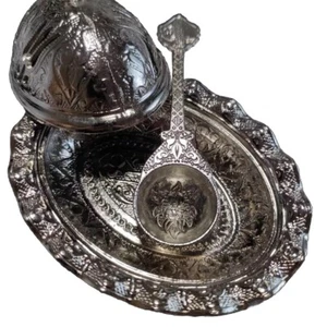 Zuccheriera Turca In Stile Ottomano Con Cucchiaino Stilizzato - Foto 1 di 3