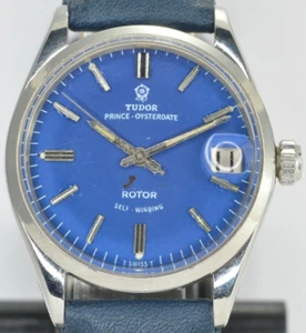 TUDOR PRINCE OYSTERDATE 7970 Automatic Watch Blue Dial Small Rose Circa 1967 - Picture 1 of 12