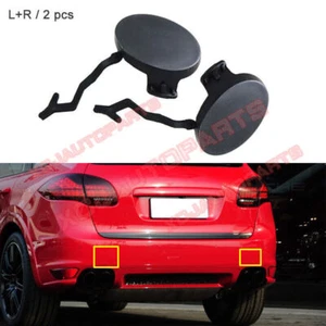 √ Left + Right Primer Rear Bumper Tow Hook Eye Caps For Porsche Cayenne 11-14 - Picture 1 of 5