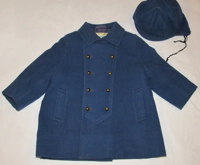 CHILD'S VTG 1950s-60s SAKS 5th AVE DOUBLE BREASTED WOOL COAT! HAT/BELT! ENGLAND! - Image 1 of 4