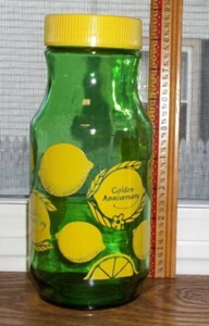 Vintage Anchor Hocking Golden Anniversary Green Glass Lemon Juice Jar / Carafe - Picture 1 of 17