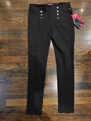 New Womens Black Buttons Leggings Ponte Pants Stretch Slimming Ci Sono Medium - Image 1 of 4