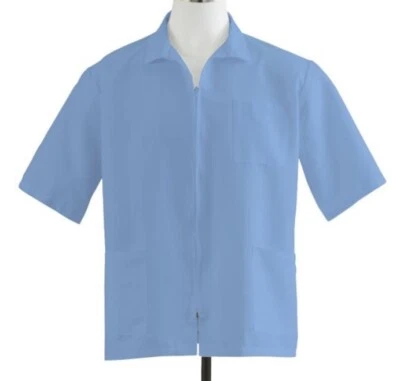 New Medline Blue Healthcare Shirt Size XL, XXXL Zip Up With Pockets Smock - Image 1 of 4