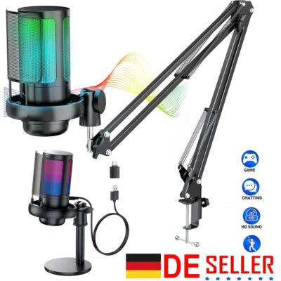 Gaming Mikrofon PC mit Arm, USB Microphone für MAC PS4 PS5 mit Stummschalttaste - Bild 1 von 4