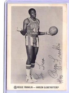 Tarjeta fotográfica Globetrotters 1980 3 1/2 X 5" firmada por Reggie Franklin AUtografía - Imagen 1 de 2