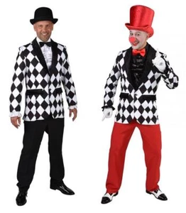 Frack Clown Pierrot Harlekin Kostüm Kasper Jacke Weste Mantel Jackett Zirkus Hut - Bild 1 von 5