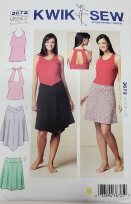 Kwik Sew 3672 Misses Top and flared skirts Sewing Pattern sz Xs-XL - Image 1 of 2