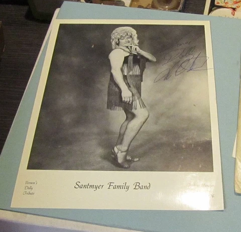 Vintage Vernon Santmyer as Dolly Parton Impersonator Autograph Signed Photo Cover