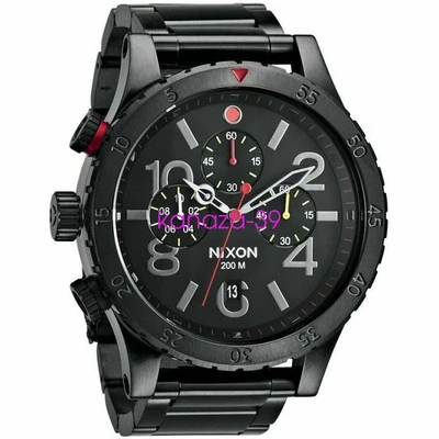 New NIXON Watch 48-20 Chrono A486-1320 All Black / Mult Stainless Steel A4861320 - Image 1 of 4