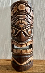 Hand Carved Wooden Tiki Totem Tribal Wood Wall Mask - Man Cave / Bar 12” - Imagen 1 de 14