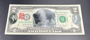 2017 $2 Bison Colorized FRN Federal Reserve Note 1901 USN Tribute UNC #580 - Foto 1 di 7