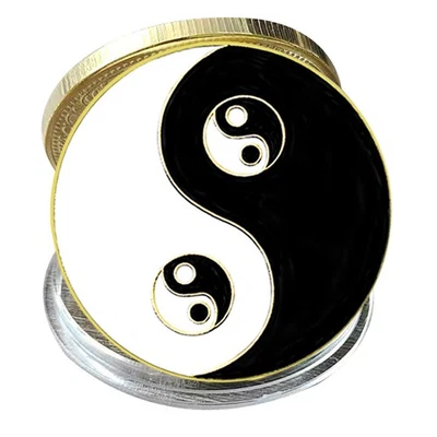 Yin Yang Poker Card Guard Coin - Gold-Plated Las Vegas Casino Protector Medal - Image 1 of 4