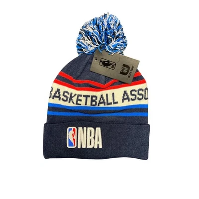 Sombrero acanalado NBA Ultra Game con pompón, logotipo de la NBA, azul marino/rojo/blanco, nuevo Foto 1 de 3