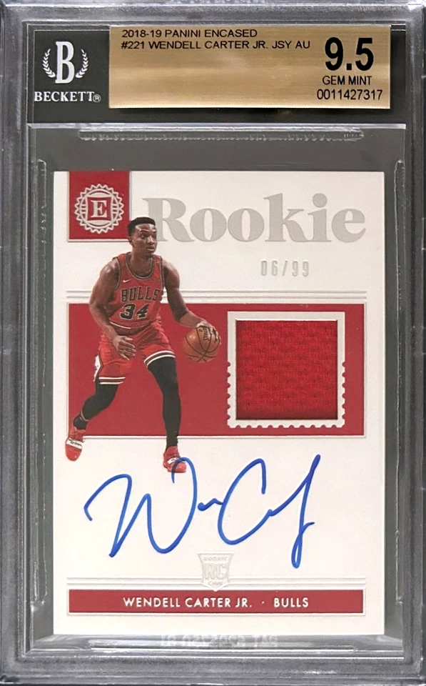 Wendell Carter Jr. 2018-19 Panini Encased Rookie Jersey RC #6/99 BGS 9.5 Auto 10 - Image 1 of 2
