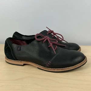 Ahnu Damengröße 8,5 Emery schwarze Leder Oxford Schuhe Schnürschuhe - Bild 1 von 10