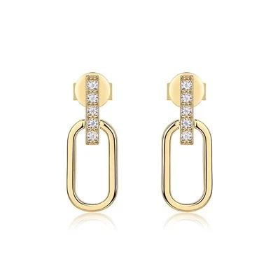 Round Moissanite U Shape Drop Dangle Earrings 925 Sterling Silver Pass Tester - Image 1 of 4