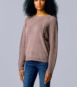 Simply Vera Wang Pullover geflochten Zopfmuster Rundhals XL - Bild 1 von 14
