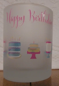 Culver Happy Birthday Cake Cocktail Rocks DOF Glass 4 1/4" NEW - Picture 1 of 3