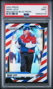 2024 Prizm Marv Levy Rosso/Bianco/Blu Prizm Psa 9 Pop 1 colore corrispondente - Foto 1 di 3