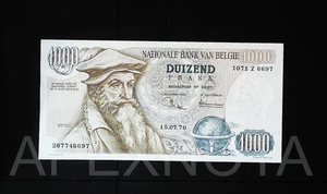 BELGIUM 1000 FRANC 1970 P136 UNC- CU PRE EURO KING BAUDOUIN I BELGIAN NOTE - Picture 1 of 2