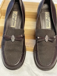 BRIGHTON Dash Womens Size 7.5 Loafers MADE IN ITALY Brown Leather Shoes - Picture 1 of 7
